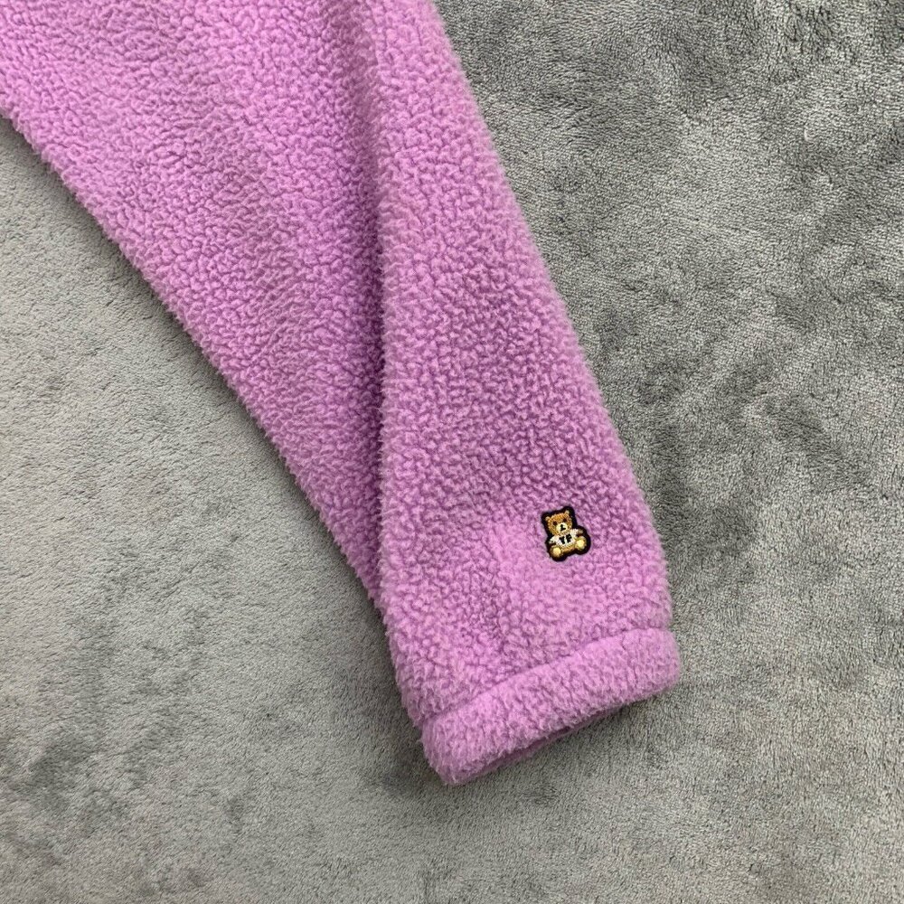 Teddy Fresh Hoodie Womens XS Pink Caterpillar Polar Fleece Pullover Sweatshirt - Picture 5 of 11
